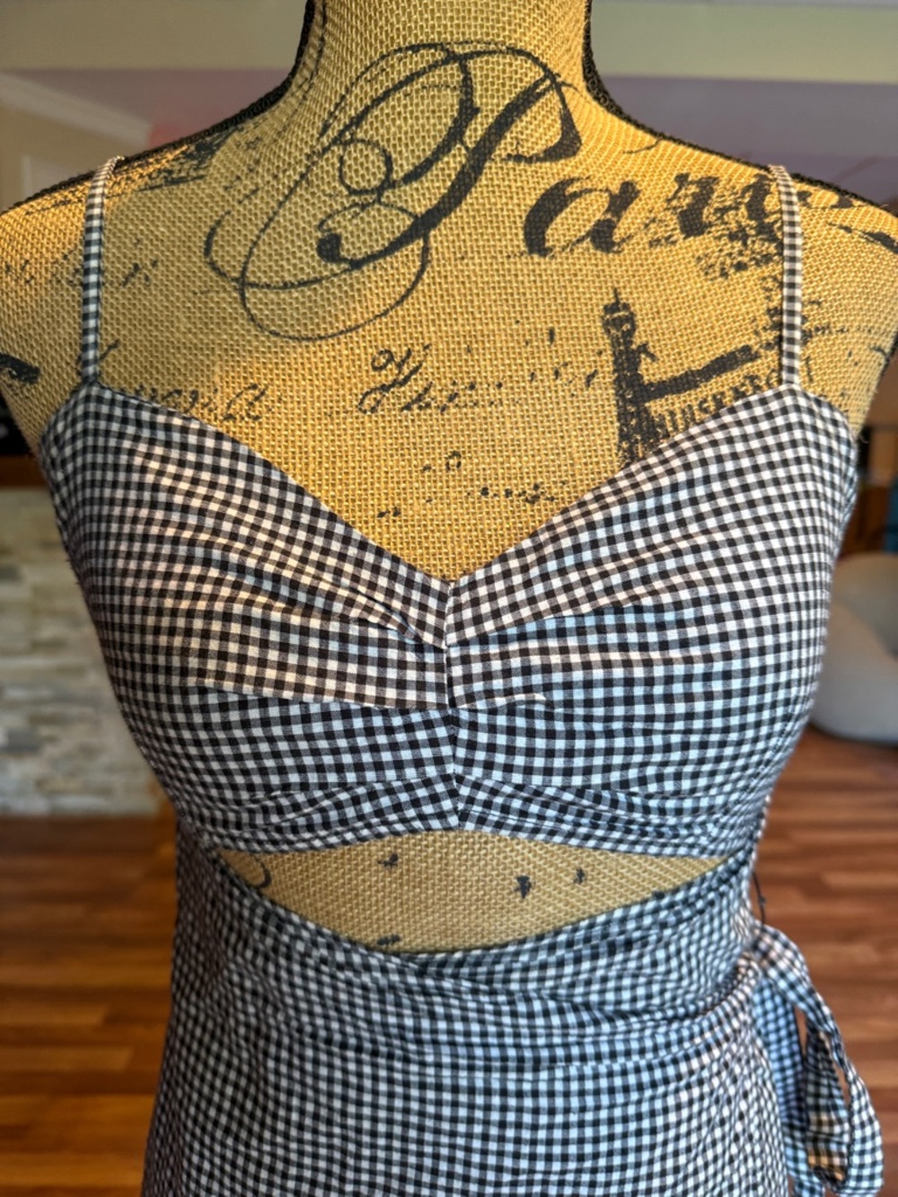 Free People size XS gingham print true wrap dress - Picture 8 of 9